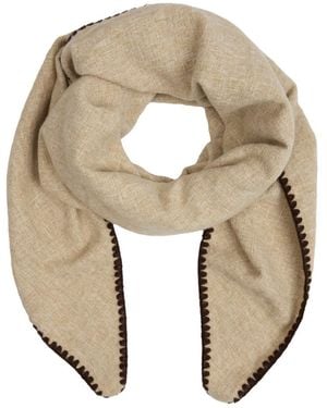 Saachi Knitted Triangle Ivory Shawl Wrap - Natural