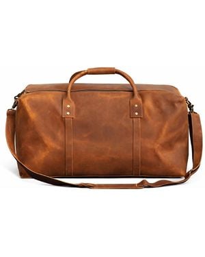 Touri Genuine Leather Holdall Luggage Bag- Light - Orange