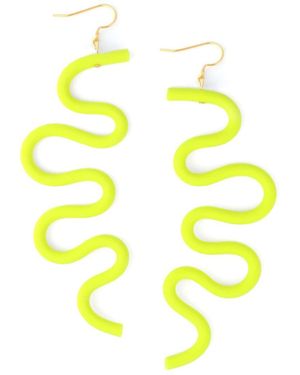 By Chavelli Small Tube Squiggles Dangly Earrings - Yellow