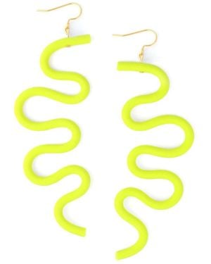 By Chavelli Small Tube Squiggles Dangly Earrings - Yellow