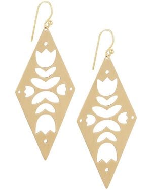 Saachi Diamond Drop Open Brass Earrings - Metallic