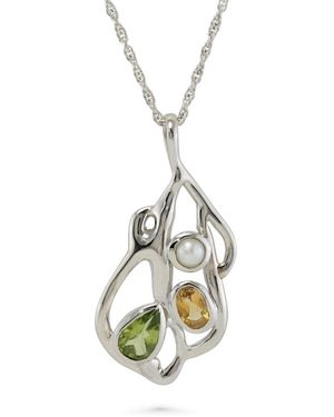 Isla Silver Peridot, Citrine & Pearl Pendant - Metallic