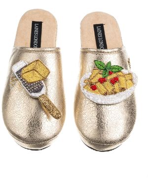 Laines London Laines X Juliet Softie Slippers With Parmesan & Pasta Brooches - Metallic