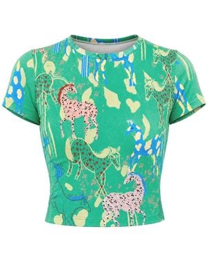 Pitaya Yoga Khutulun's Horses T-Shirt - Green