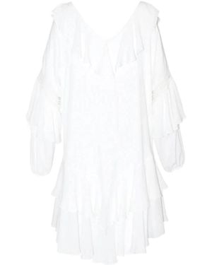 ALINA CERNĂTESCU Valencia Viscose Mini Dress With Ruffles And Crocheted Details - White