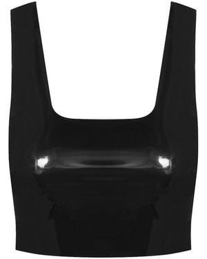 Commando Faux Patent Leather Crop Top, Flt110 - Black