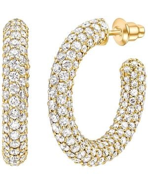 Nazzar Pave C Hoop Earrings - Metallic