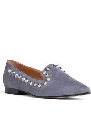 Beautiisoles by Robyn Shreiber Made in Italy Celeste Suede Flat Loafer Comfortable And Classy - Blue
