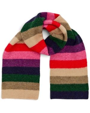 Saachi Cozy Striped Knit Scarf - Red