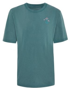 INGMARSON Fungi Embroidered Organic Cotton T-Shirt - Blue
