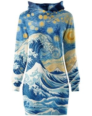 Aloha From Deer Starry Wave Oversize Hoodie Dress - Blue