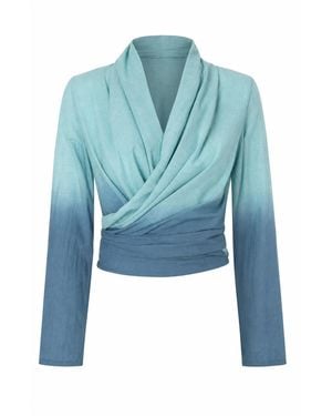 Tiger and the Monkey The Natasha Organic Cotton Wrap Front Shirt - Blue