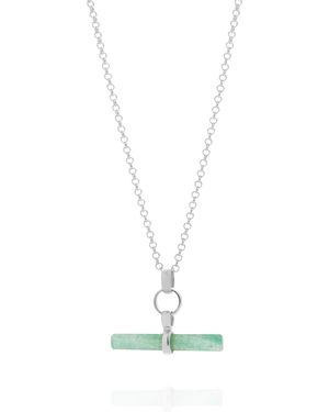 Nellou Jewellery Aventurine T Bar Necklace Sterling - Metallic