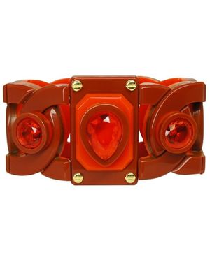 Gissa Bicalho Handmade Acrylic Bracelet Links And Stones Cinnamon - Red