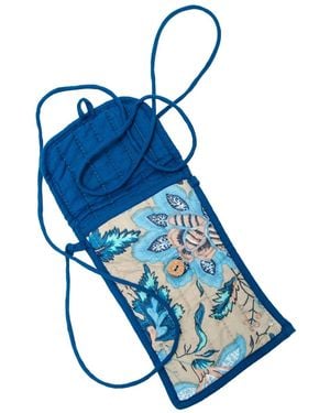 Inara Lotus Crossbody Phone Bag - Blue
