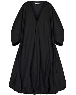 Sanctumum Kima Wabi Sabi Puffed Balloon Bottom Dress With Kimono Style Sleeves - Black