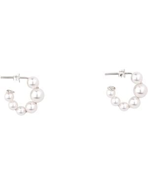 Oana Savu Sterling And Pearls Hoop Earrings - Metallic