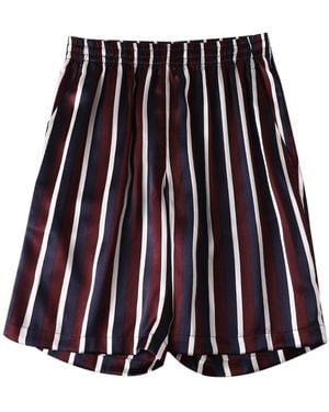 Soft Strokes Silk Pure Mulberry Silk Striped Shorts - Blue