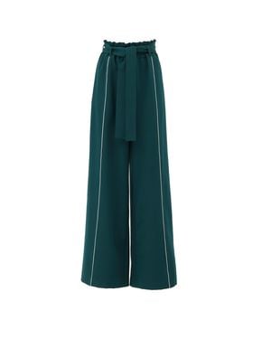 Julia Allert Elastic High Waist Wide Leg Pants - Green