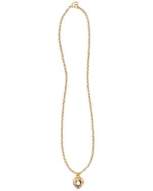 Lovard Mini Rhinestone Heart Necklace - Metallic