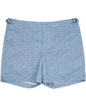 lords of harlech Neptune Slices Geo Tailored Swim Short - Blue