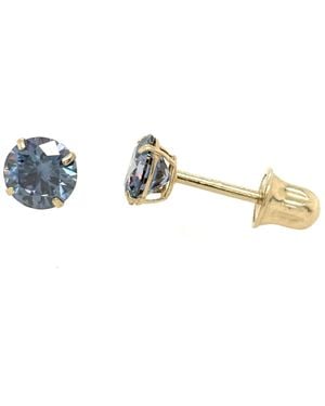 VicStoneNYC Fine Jewelry Moissanite Solid Stud Earrings Wth Screw Back - Metallic