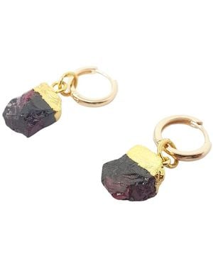 Sophelia Raw Garnet January Birthstone Plated Huggies - Metallic