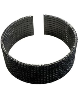 Saachi Crystal Row Cuff Bracelet - Black
