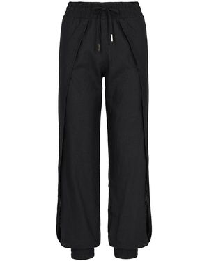 Mandragora Linen High-Waisted Trousers With Side Slits -Alladyn - Black
