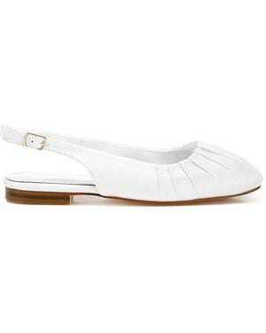 Rag & Co Cheeni Satin Square Toe Flat Slingbacks - White