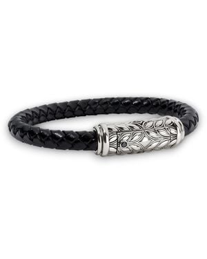 Daneila Léon Sterling Leather Bracelet With Diamonds - Black