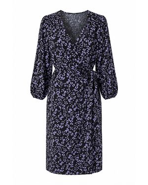 Conquista Printed Tie-Waist Wrap Dress - Blue