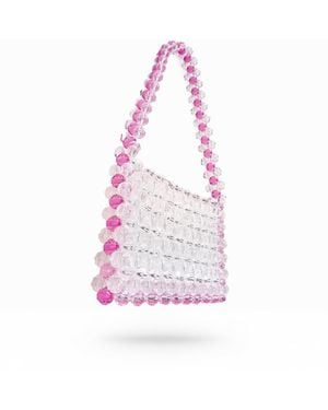 Bead Cult London Neutrals Edge Beaded Bag Cherry - Pink