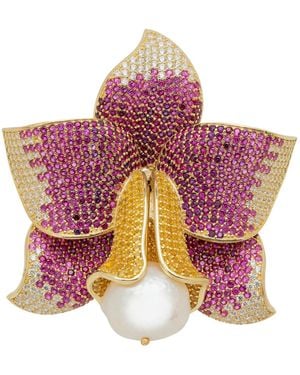 LÁTELITA London Daffodil With Pearl Cocktail Ring Ruby Cz - Pink