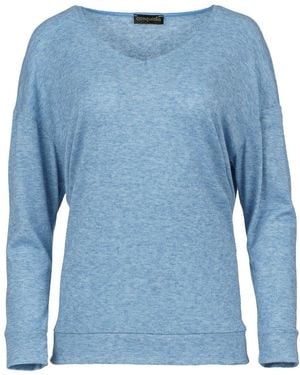 Conquista Light Melange V Neck Knit Top - Blue