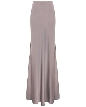 BLUZAT Satin Maxi Skirt - Brown