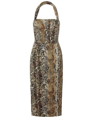 LAHIVE Neutrals Aliza Python Halter Dress - Metallic