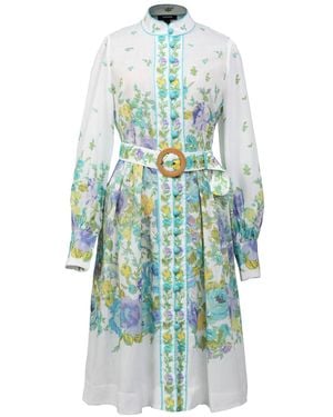 Smart and Joy Placement Print Floral Knee Length Dress - Blue