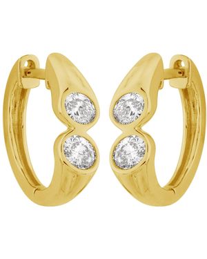Artisan 14K Double Oval Diamond Huggie Earrings - Yellow