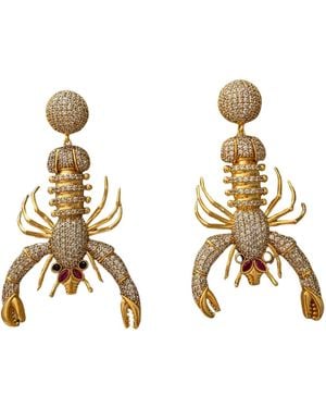 Silver & Elegant Co. Crystal Lobster Drop Earrings - Metallic