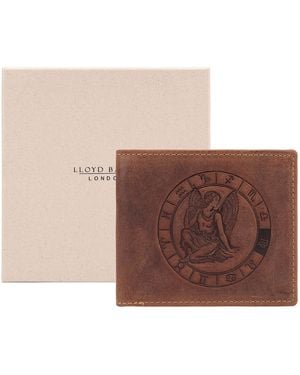 Lloyd Baker Zodiac-Virgo Distressed Leather Wallet - Brown