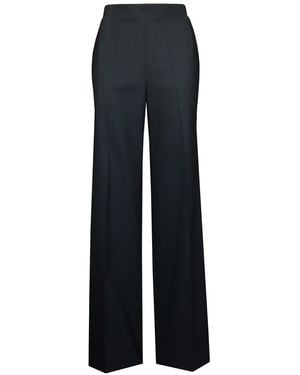 2KStyle Mila High-Waisted Wide Leg Elasticated Wool-Blend Pants - Blue