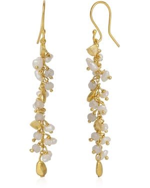 Spero London Multiple Baroque Pearl Drop Sterling Earring - Metallic