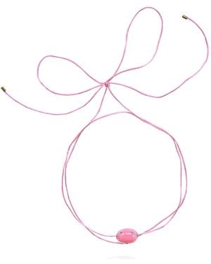 Saule Label Lily Tie Necklace - Pink