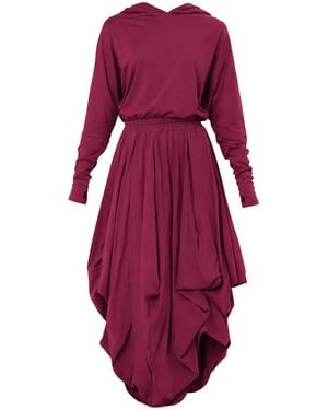 Metamorph Hooded Midi Dress - Purple