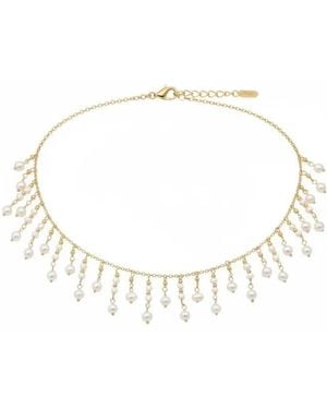 Angel Barocco Natural Freshwater Pearl Tassel Choker Chain - Metallic