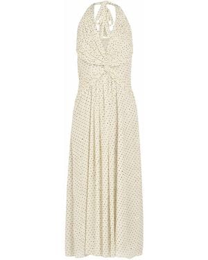 Rose & Nancy Neutrals Sophi Polka Dot Print Halter Neck Maxi Dress - White