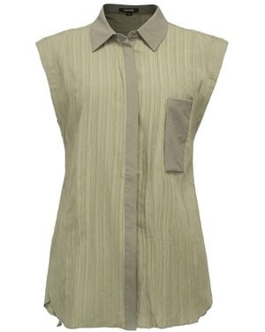Smart and Joy Sleeveless Shirt With Patch Pocket - Green