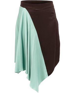 Janara Jones Neutrals Mint Chocolate Viscose Low-Waisted Asymmetric Midi Skirt - Green