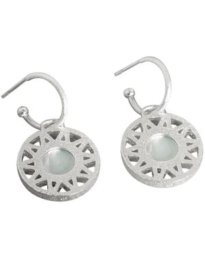 Claire Hill Designs Geometric Mother Of Pearl Hoop Earrings - Metallic
